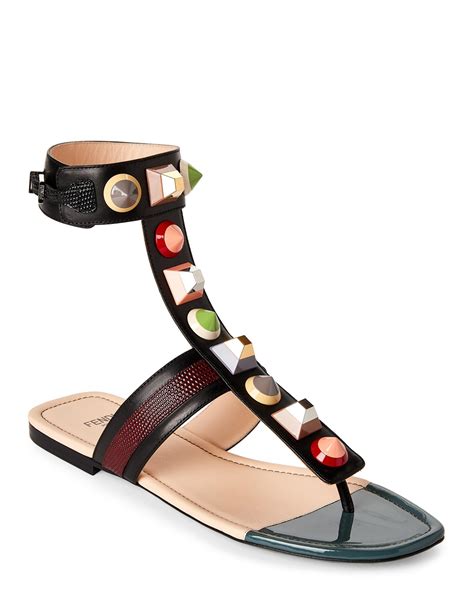 fendi studded flat sandals|fendi flat sandals women.